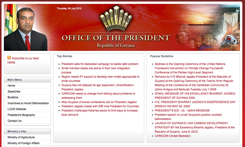 President of Guyana Uses Joomla