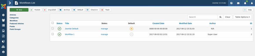 Joomla Publishing Workflow