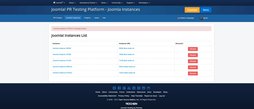 PR Testing Platform for Joomla