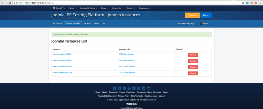 PR Testing Platform for Joomla