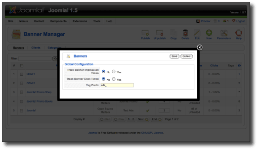 Joomla Banner Parameters